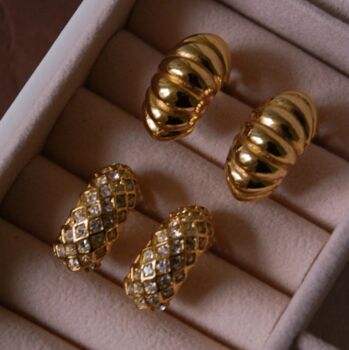 Vintage 1980s Gold Croissant Clip On Earrings, 2 of 2