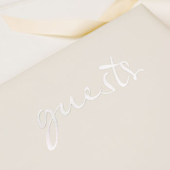 Engraved A4 Latte Leather Script Guests Book, 3 of 6