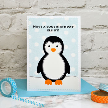'Penguin' Personalised Boys Birthday Card, 3 of 3