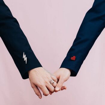 Hand Embroidered Cannetille Brooch Pin 'Red Heart', 4 of 5