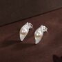 Sterling Silver Calla Lily Flower Blossom Stud Earrings With Fresh Water Pearls, thumbnail 1 of 9