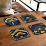 Deco Elegance In Blue Set Of Four Pu Leather Coasters, thumbnail 6 of 8