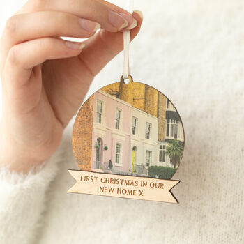 Personalised New Home Photo Christmas Bauble Decoration, 4 of 9