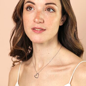 Stainless Steel Organic Shape Heart Outline Pendant Necklace, 5 of 6