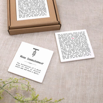 Set Of Two Ceramic Wine Coasters In Gift Box, 3 of 11