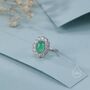 Sterling Silver Vintage Inspired Green Onyx Cz Ring, thumbnail 8 of 12
