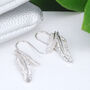 Sterling Silver Two Feather Drop Earring, thumbnail 2 of 8