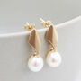 9ct Gold Deco Dropper Earrings With Pearls, thumbnail 3 of 10