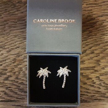 Palm Tree Earrings, Silver Tropical Earrings, 5 of 5