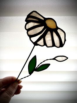 Daisy White Stained Glass Faux Flower Stem, 4 of 6