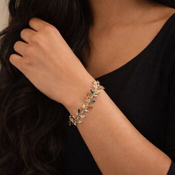 Sterling Silver Baltic Amber Leaf Bracelet, 3 of 8