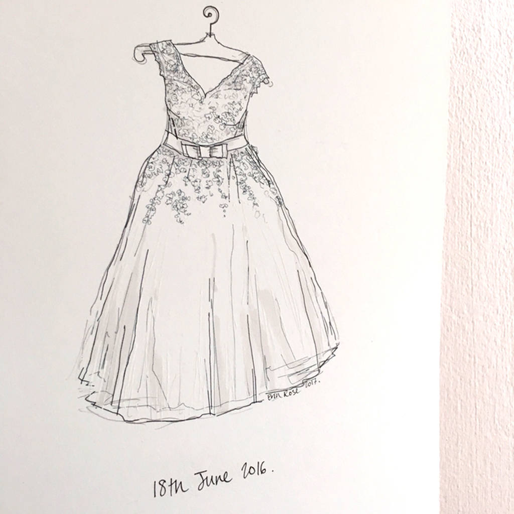 Wedding Dress Hand Drawn Illustration By Homemade House ...