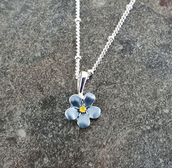 Forget Me Not Blue Flower Mini Pendant Necklace, 2 of 4