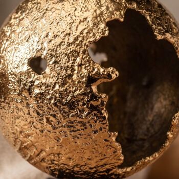 Textured Brass Sphere Sculpture On Marble Base, 11 of 12