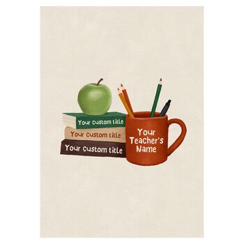 Personalised Books And Mug Teacher Print, 2 of 9