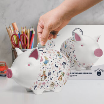 Tilly Pig Peter Rabbit And Friends Pink Piggy Bank, 2 of 12