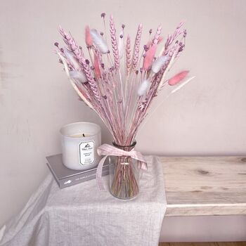 Pink Dried Flower Arrangement With Vase, 2 of 2