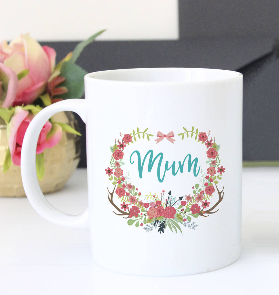 Personalised Floral Wreath Mum Mug By Chips Sprinkles Notonthehighstreet Com