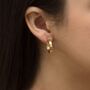 9ct Yellow Gold Ribbed Creole Hoop Earrings, thumbnail 2 of 4