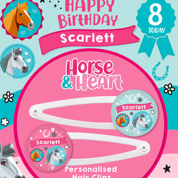 Personalised Horse And Heart Birthday Hair Clips, 3 of 3