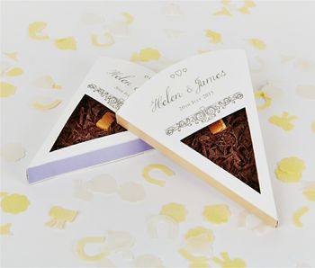 Personalised Chocolate Pizza Slice Wedding Favours X 25, 2 of 2