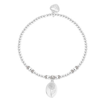 November Birth Flower Silver Plated Beaded Charm Bracelet, 2 of 3