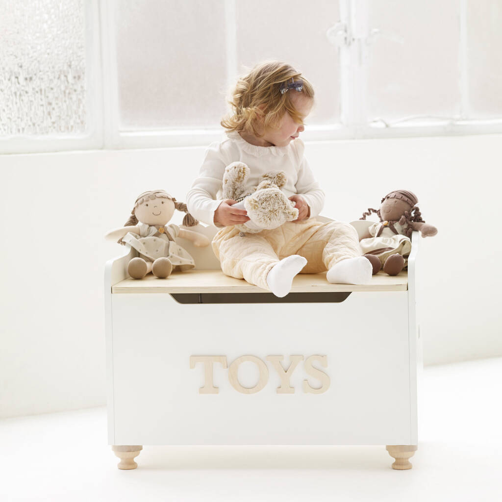 White Wooden Toy Box By Lime Tree London