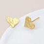Gold Plated Sterling Silver Hammered Heart Stud Earrings – 8mm, thumbnail 2 of 4