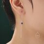 Sapphire Blue Cz Threader Earrings In Sterling Silver, thumbnail 1 of 10