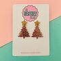 Red And Green Glitter Christmas Tree With Gold Star Topper Earrings, thumbnail 5 of 5