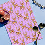 Christmas Reindeer Lilac Tea Towel, thumbnail 1 of 5