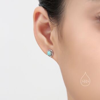 Aqua Green Opal Thorn Claw Stud Earrings, 3 of 11