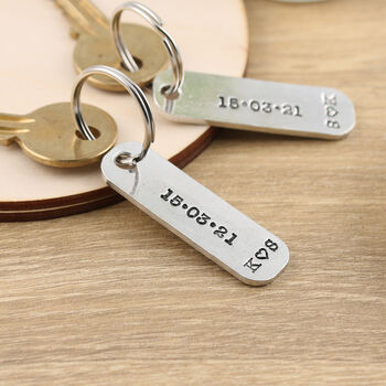 Couples Anniversary Gift Pair Of Personalised Keyrings, 6 of 7