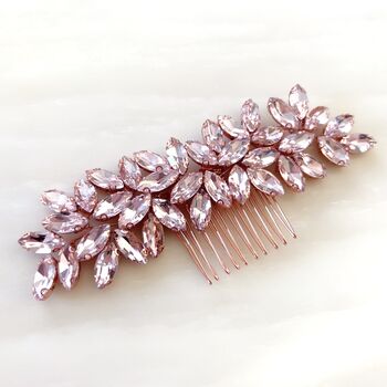 ‘Enya’ Pink Crystal Hair Comb, 5 of 5