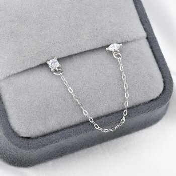 Sterling Silver Chained Earrings For Multiple Piercings, 7 of 12
