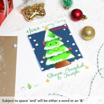 Personalised Festive Tree Family Christmas Card, 4 of 7