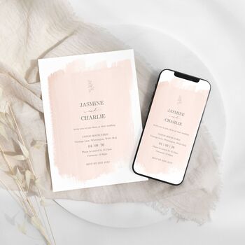 Blush Digital Wedding Evite Or Printable Invitation, 4 of 4