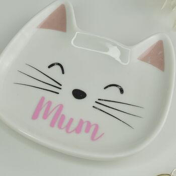Cat Ceramic Jewellery Dish Personalised, 2 of 6