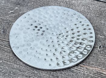 Set Of Four Silver Tone Hammered Coasters, 2 of 3