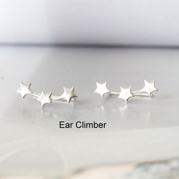 Sterling Silver Stars Ear Studs, 2 of 5