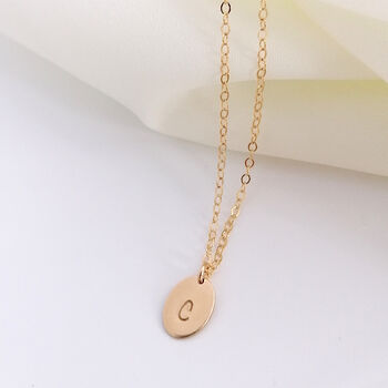 Small Gold Oval Personalised Necklace, 3 of 4