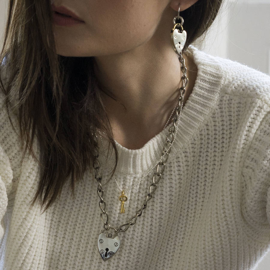 Chunky White Bronze Heart Necklace By Silver Service Jewellery