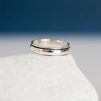Personalised Sterling Silver Slim Spinning Ring, 6 of 11