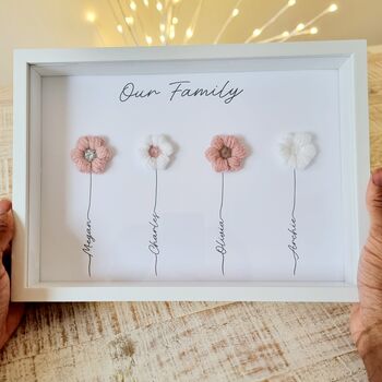 Personalised Cute Family Crochet Puff Flower Print, 3 of 4