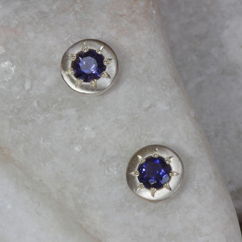 Blue Topaz Earrings In A Star Setting, 10 of 12