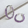 Amethyst And Silver Hoop Earrings, thumbnail 4 of 4