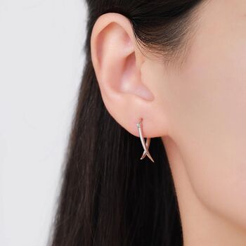 Minimalist Sterling Silver Tusks Hoop Earrings, 3 of 11