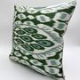 Square Ikat Silk Cushion Forest Green Abstract, thumbnail 7 of 9