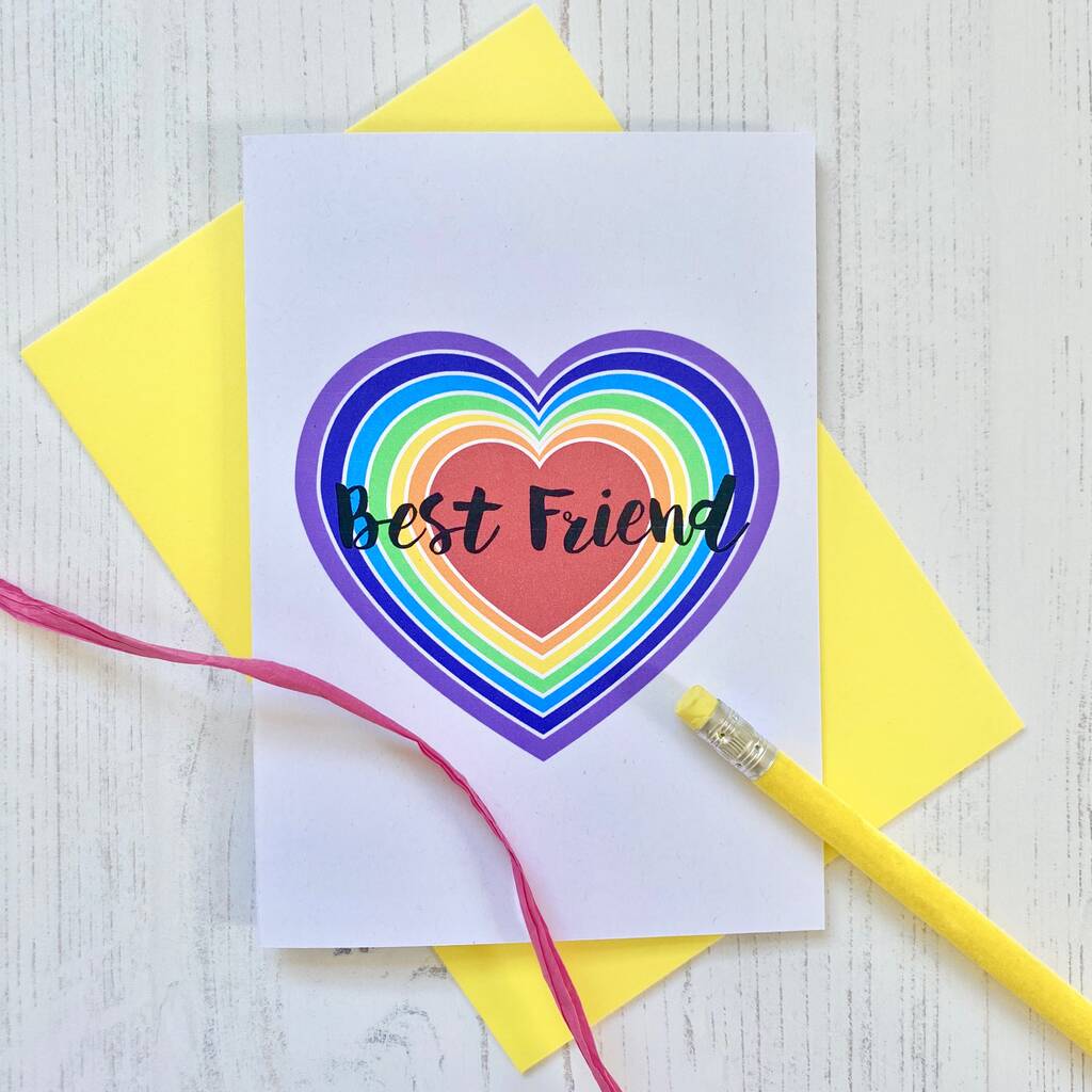 Best Friend Rainbow Heart Card By Adam Regester Design ...