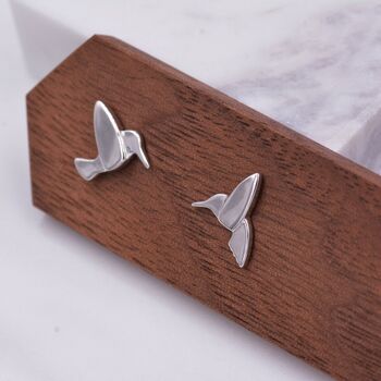 Hummingbird Stud Earrings Sterling Silver, 6 of 11